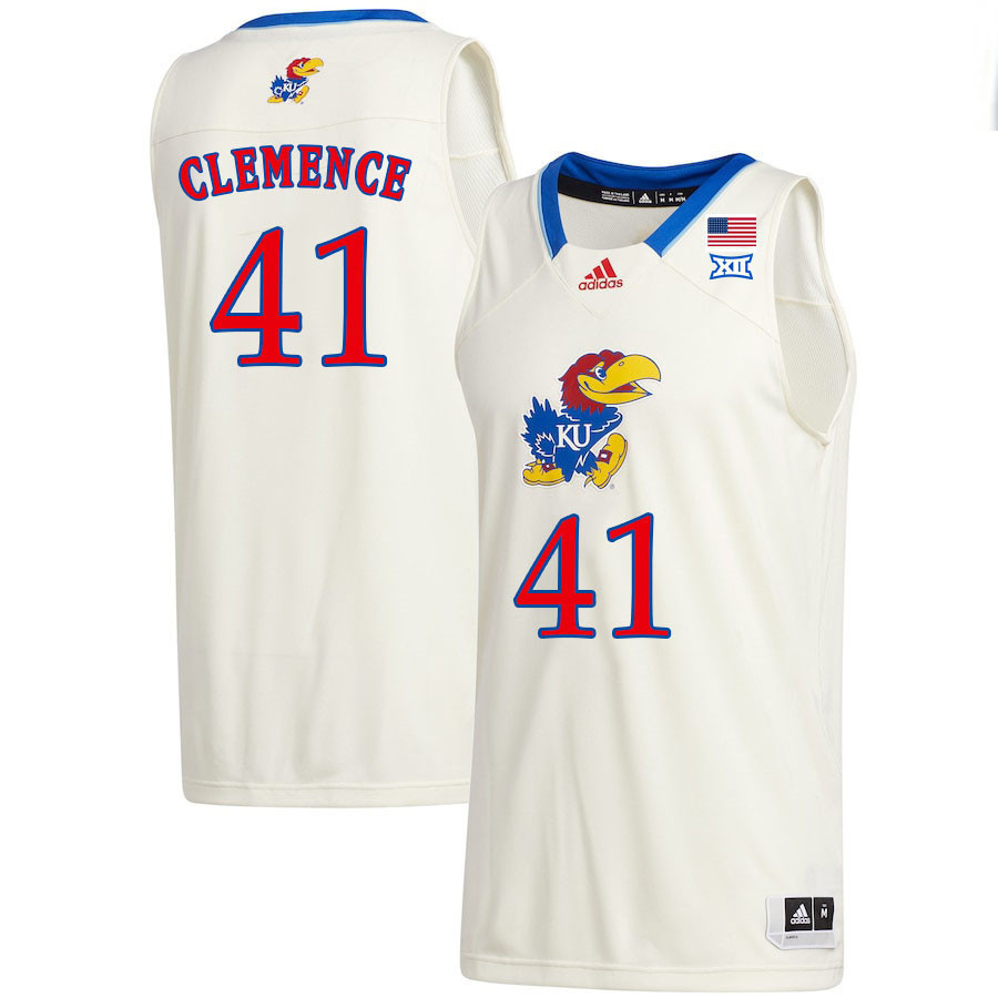 Men #41 Zach Clemence Kansas Jayhawks College Basketball Jerseys Stitched Sale-Cream - Click Image to Close